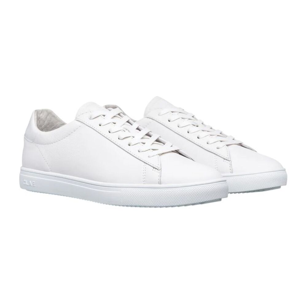 CLAE Childrens/Kids Bradley Leather Low Sneakers / White
